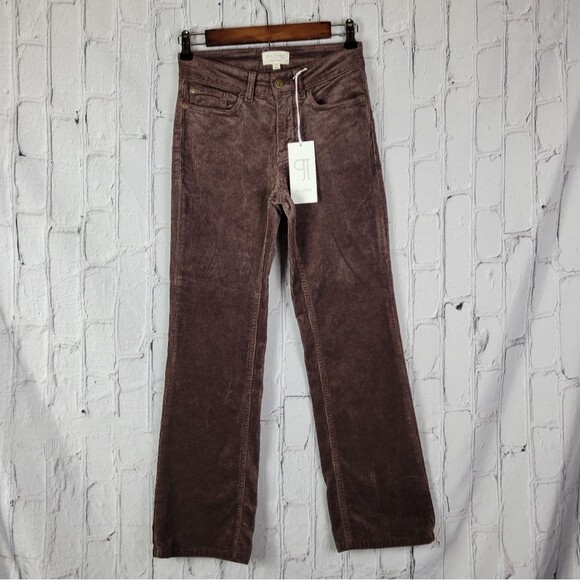 Pilcro Anthropologie The Yaya mink brown mid rise corduroy crop flare pants jean - Picture 5 of 13
